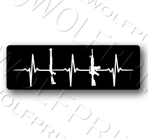 Gun Heart Monitor Sticker 5.1" Wide 2a 2nd amendment Decal