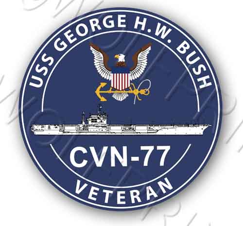 USS HW Bush CVN 77 4" Round Aircraft Carrier Ship USA Navy Sticker Decal