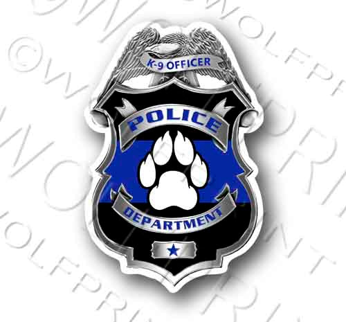 Blue Line Shield K9 Police Dog Sticker 5" Tall Sticker Decal