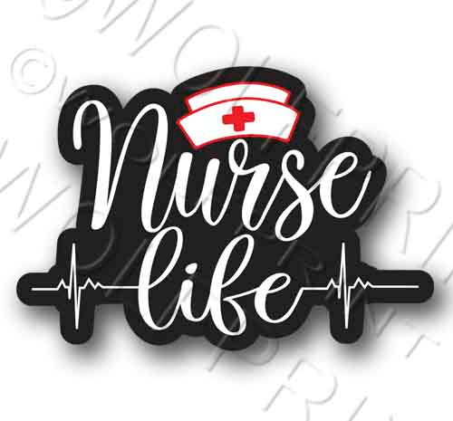 Nurse Life 4.5" Wide Sticker Heart Monitor Medical Funny Decal