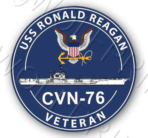 USS Regan CVN 76 4" Round Aircraft Carrier Ship USA Navy Sticker Decal