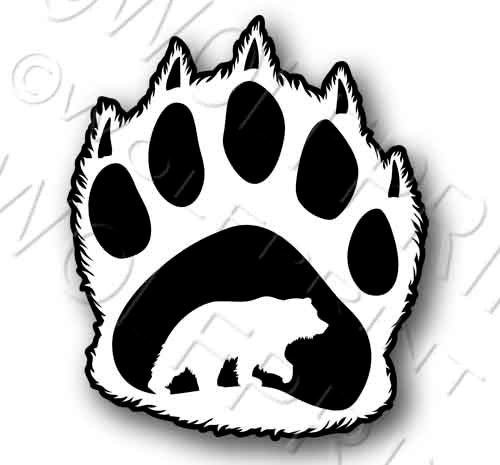 Bear Paw 5.2" Tall Sticker Outdoor Sportsman Hunting Decal White
