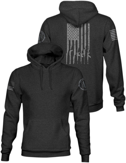 Men's Gun Flag Hoodie - Dark Charcoal Gray