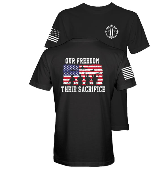 Men's Patriotic-Our Freedom Their Sacrifice Black T-Shirt
