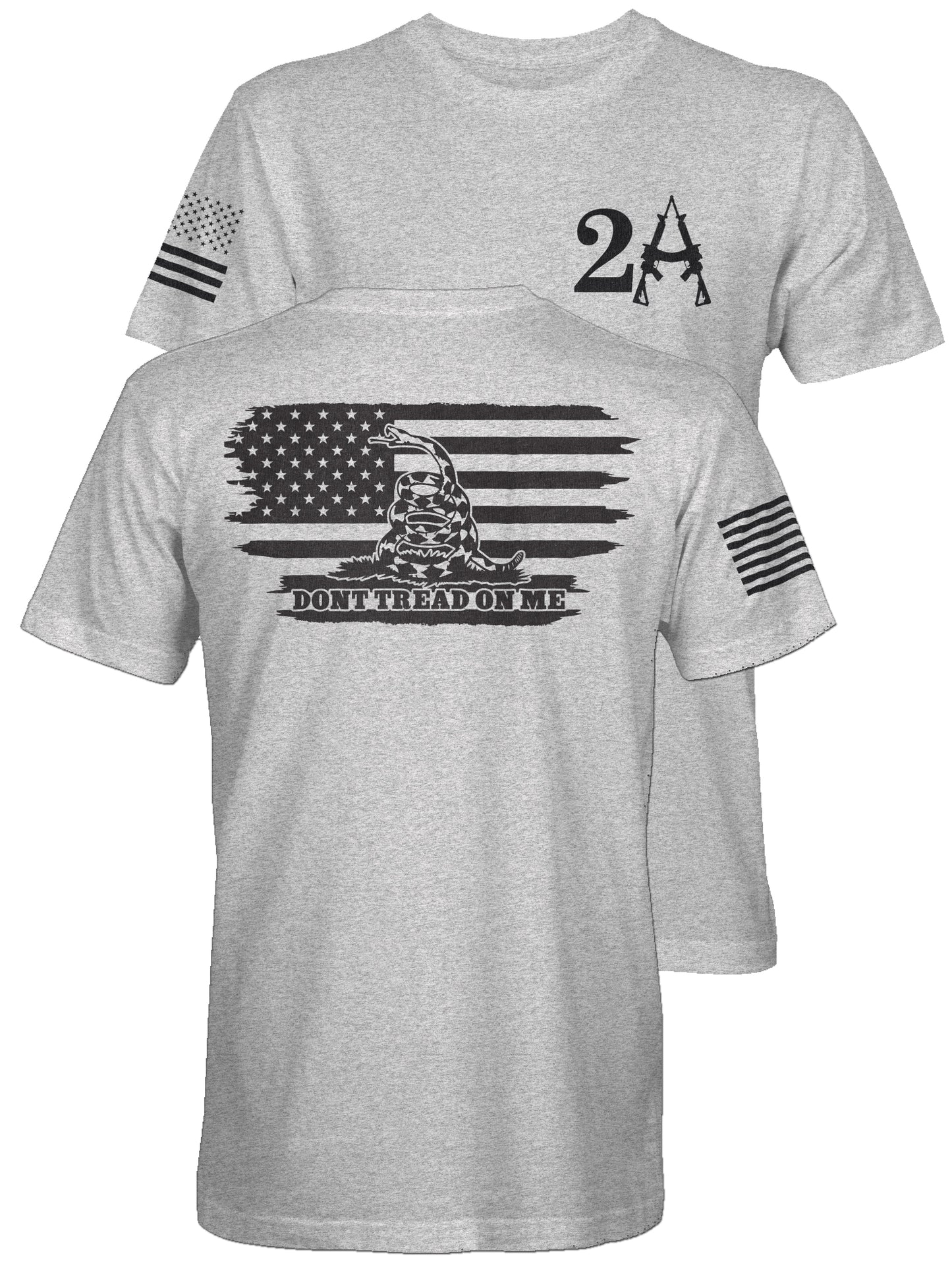 Men's Dont Tread on Me Tattered American Flag Black T-shirt