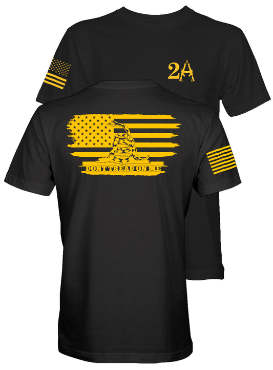 Men's Dont Tread on Me Tattered American Flag Black T-shirt